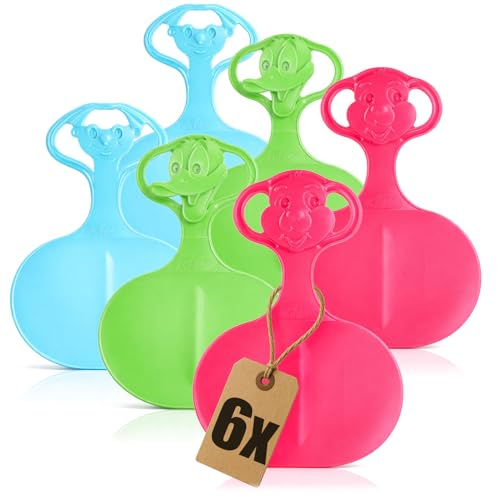 com-four® 6X Schneeflitzer zum Rodeln - Schneerutscher für die ganze Familie - Schlitten [Auswahl variiert] (06 Stück - Glider Motiv)