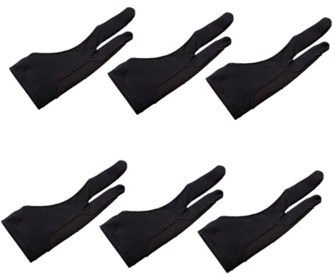 Hohopeti 6Pcs Two Finger Drawing Gloves for Tablet and Digital Art Anti-Touch Smudge-Resistant Gloves for Left and Right Hands Comfortable Elastic Fit for Artists and Designers