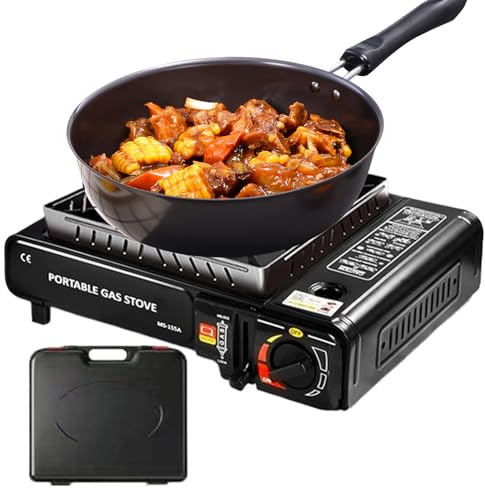 Fornello da Campeggio – Fornell Cucina Esterno con Bruciatore | Accensione Piezo e Bruciatore Regolabile – Fornello Portatile per Trekking, Giardino, BBQ, Campeggio e Attività Outdoor