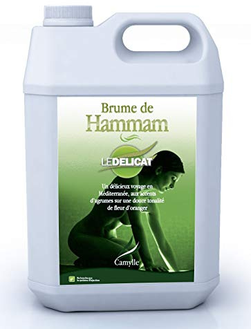 Camylle - Brume de Hammam Le Délicat - Fragrances à base d'Huiles Essentielles pour Hammams, Bains de Vapeur ou Douches Hammam - Aux arômes d'agrumes sur une douce tonalité de fleur d'oranger - 5000ml