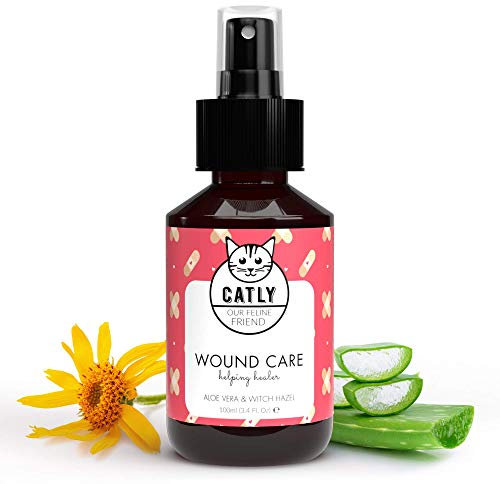 Catly® Wundspray Katze - 100ml - Natürliches Hygiene- und Wundspray für Katzen, Hilft bei der Katzenpflege, Spendet Feuchtigkeit & schützt die Haut mit Aloe Vera
