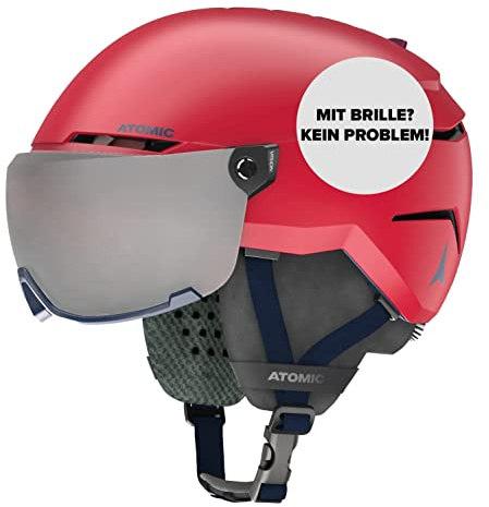 ATOMIC SAVOR VISOR JR skidhjälm med visir – röd – storlek XS – för barn och ungdomar – max. Stötdämpning – aktiv aircon-ventilation – glasögon med högändspegling