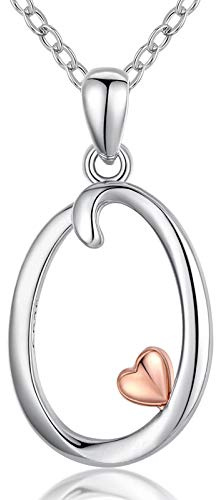 CELESTIA Letras O Colgantes Iniciales Collar con Inicial y Corazon Colgantes Plata 925 Collar Personalizado Regalo Mujer 40 Años, Regalos de Reyes para Mujer
