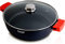 WECOOK! Ecostone Casseruola Bassa Induzione Coperchio di Vetro 24cm, Antiaderente XTRA DUPONT Ecologico senza PFOA, Alluminio Fuso, 5mm di Spessore, Maniglie in Silicone, Vitroceramica, Gas, Forno