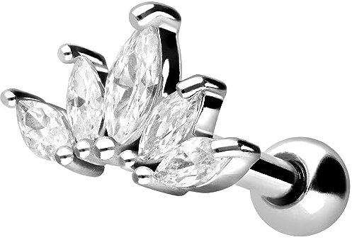 PIERCINGLINE Ohrpiercing Chirurgenstahl Lotusblüte Piercing Ohr-Stecker Helix Tragus Silberfarben