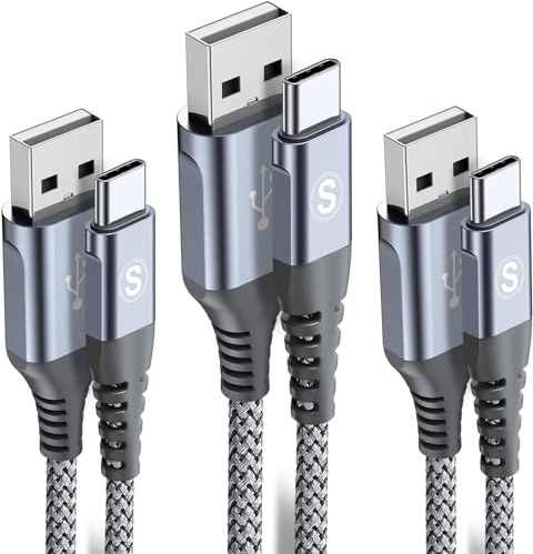 sweguard USB C Kabel 3.1A [3Stück 3m+2m+1m] Schnellladung, Ladekabel USB C Nylon Type C Kabel für i Phone 17 16 15 Pro Max,Samsung S26 S25 S24 S23 S22 zu S8 Plus/Ultra/FE,Note20,A71 A52 A51,HUAWEI P60