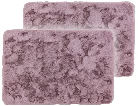 Flauschiger Badezimmerteppich waschbar - Rose 2er Set 67 x 110 cm | Weiche Badematte rutschfest Badewannenmatte Badezimmer Duschmatte Badematte nimmt Feuchtigkeit auf Fußbodenheizung geeignet