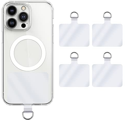 cobee Universella flikar för telefon, 4 st 5,8 cm x 3,8 cm D-spänne, telefonband, ersättningsdel, PVC, transparent mobiltelefonsnodd, lappar för säkerhet, fallskydd, kompatibel med de flesta