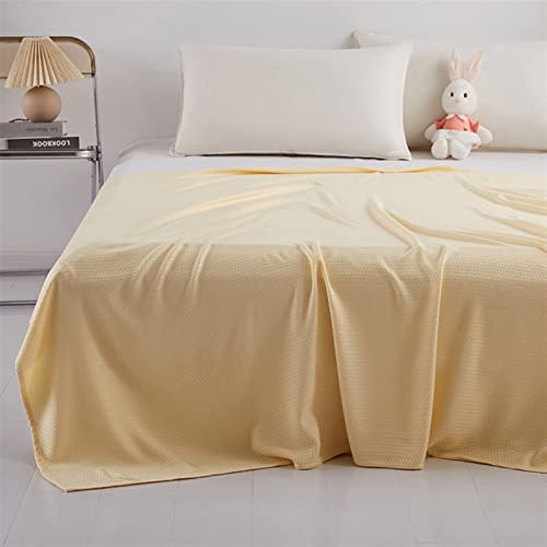 Heavyoff Bambusfaser Kühldecke Selbstkühlend Sommerdecke mit Kühlfasern | natürliche Bambus Tagesdecke Weiche Wohndecke für Erwachsene Gelb, 150x200cm