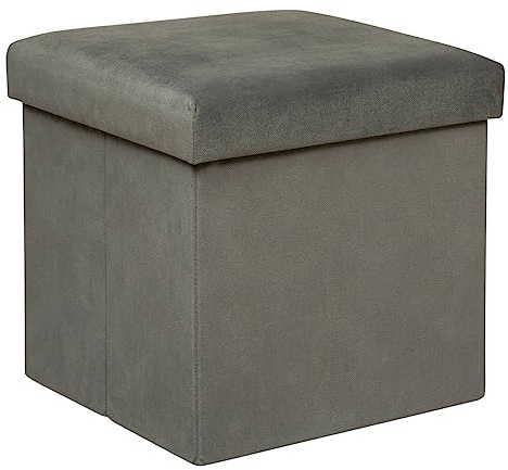 Atmosphera - Truhenhocker Lilou Samt - 38x38 cm - Grau
