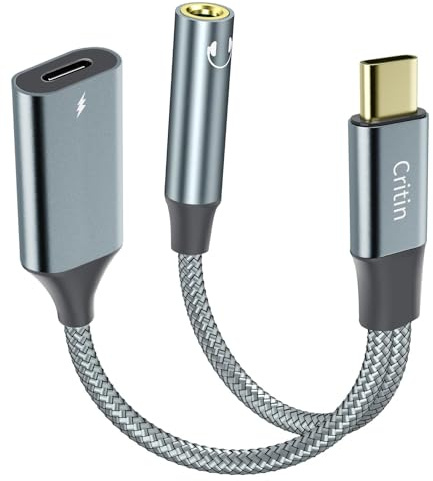 USB C auf Klinke Adapter und Laden 60W Schnellladung, 2-in-1 USB C auf 3.5 mm Kompatibel mit Samsung Galaxy S23/S22/S21,Huawei Mate 60/P40/P30,Google Pixel 7/6-Doppelfunktion für Audio