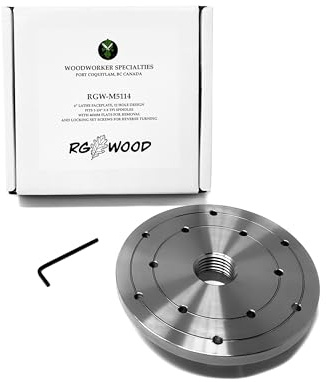 RGWOOD 6 Steel Wood Lathe Face Plate, 1-1/4 x RH 8tpi Threaded with set screws to lock on spindle for reverse turning