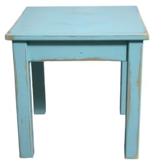 Shabby Holz Hocker türkis blau Vintage Landhaus Shabby Chic Möbel