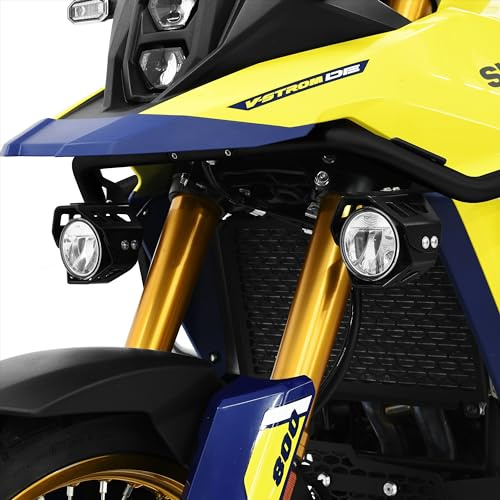 LED Zusatzscheinwerferset inkl. Halteset für Nebel (Paar) mit Gehäuse für kompatibel mit Suzuki V-Strom 800 DE schwarz von Baujahr2022 bis Baujahr 2024