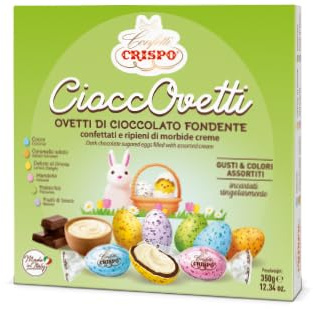 Crispo CioccOvetti - Ovetti di Cioccolato Confettitai con Morbido Ripieno, Maculate Gusti assortiti 350gr, In elegante confezione ottima da regalare per Pasqua
