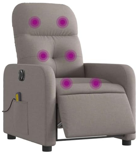vidaXL Elektrisk massagefåtölj taupe tyg, fåtölj, fåtölj med uppresningshjälp, reclinerstol, fåtöljer, fåtöljer med uppresningshjälp, reclinerstolar