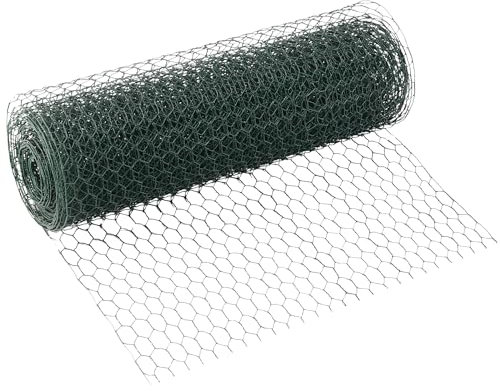 DAKFOOK 10m x 40cm Green Chicken Wire Mesh Roll, Galvanized Hexagonal Wire Fencing for Poultry Enclosures, Garden Protection, and DIY Projects