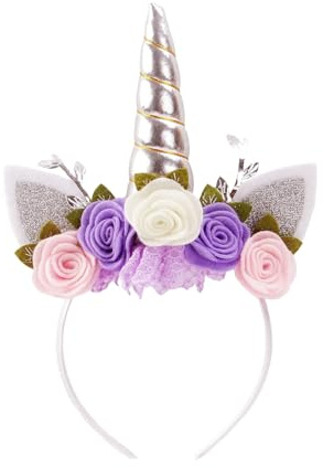 Nishine Einhorn Stirnband Vlies Blumen Katzenohren Pony Stirnbänder Glitzer Hupe für Rollenspiele Einhorn Partei Zubehör