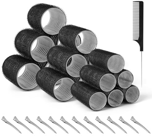 Romon 31 Pièces Bigoudis Cheveux Set, 18 Rouleaux Cheveux Chauffant Heatless Curling avec 3 Tailles 40mm 30mm 20mm avec 12 Pinces à Cheveux et 1 Peigne pour Tous Les Cheveux Courts, Moyens Ou Longs