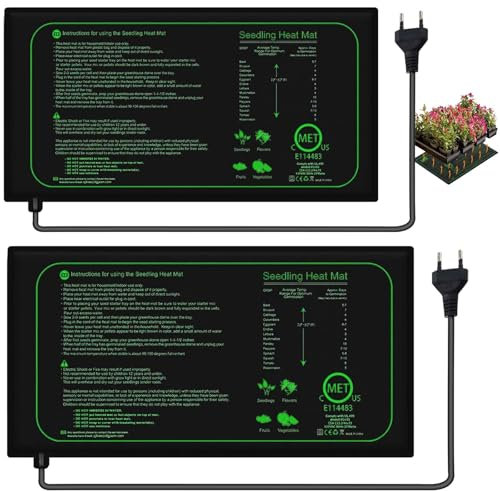 2 Stück Heizmatte Pflanzen: 25 × 52.5 cm 21 W Wärmematte für Sämling Germination, Wärmematte Pflanzen Zimmergewächshaus Wärmematte für Germination und Temperatur-Regulierung, Schnelle Erwärmung