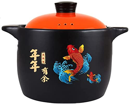 YIHANSS Auflauftopf, Schmortopf, hitzebeständig, Haushaltskeramik, Schmortopf, Gaskocher, Suppentopf, Tontopf, Tontopf, Keramiktöpfe zum Kochen (1,7 l)