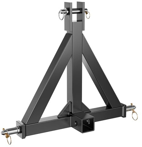 YZONA Tow Hitch 2 Inch, 3 Point Trailer Hitch with 2 Receiver, 3 Pt Tractor, Compatible with Category 1, John Deere, Kubota, Kioti, Yanmar, Cat, Tractor, Heavy Duty Quick Hitch Drawbar Adapter, Black