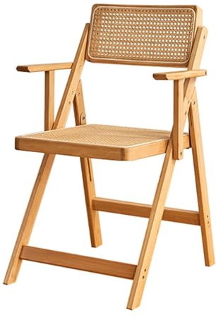 Outdoor-Rattan-Esszimmerstuhl mit Armlehnen und Rückenlehne, faltbarer Sessel für Komfort, 44,5 x 52,5 x 82 cm, Originalfarbe