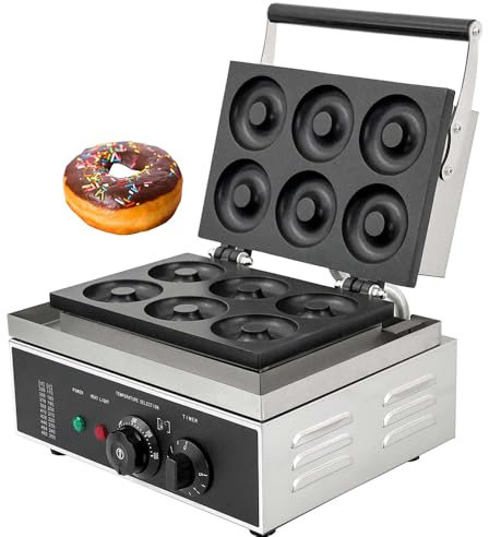 Macchina Per Ciambelle Elettrica Commerciale, 1550WMacchina Per Ciambelle Per Waffle Commerciale Con 6 Fori, Intervallo Di Temperatura 50-250 Gradi, Per Cucina Professionale, Panetteria, Pasticceria