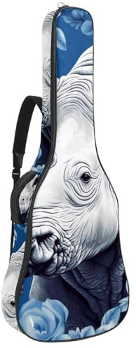 Blue Vintage Rhino 51 41 106,7 cm Akustikgitarrentasche mit verstellbarem Schultergurt, Gitarrentasche mit Rückenaufhänger, geeignet für E-Gitarren, Bassgitarren, klassische Gitarren, Ukulele, Blaues
