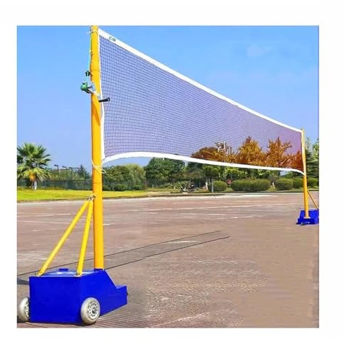 LVLDAWA Tragbares Volleyballnetz Für Den Außenbereich, Freistehende Badminton-Sets Mit Ersatzbällen, Robustes Badminton-Netzsystem Mit Stangen Für Hinterhofstadien(Blau)