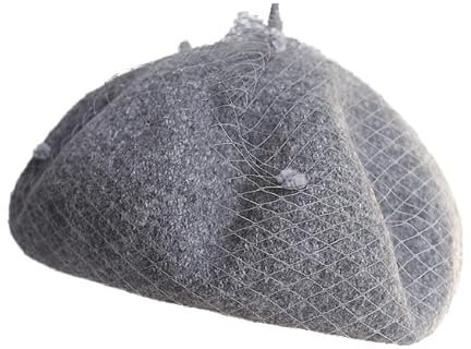 YWQHS 1/2 bérets en Laine pour Femmes avec Voile et Fleur béret français Vintage Taille Unique (56-58 cm) Chapeau de Peintre réglable Chapeau Chaud d'hiver Automne