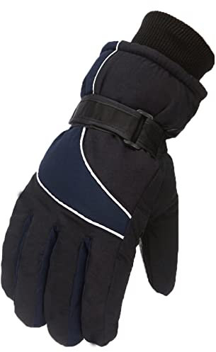 IQYU Cool Store Gloves Adult Men Women Snow Skating Snowboarding Windproof Durable Warm Solid Ski Gloves Silver Cleaning (Navy, One Size)