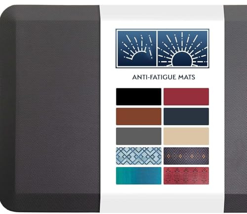 Kitchen Mat, Padded, Non-Slip, Absorbable Anti Fatigue Standing Mat for Kitchen Floor, Standing Desk, Office & Garage (Grey, 99.1L x 50.8W x 1.9Th cm)