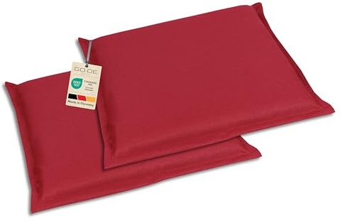 GO-DE Textil Bequeme und attraktive Polsterauflagen für Hochlehner-, Mittellehner- und Niederlehner-Gartenstühle (2er-Set, Uni Rot, Hockerauflage)