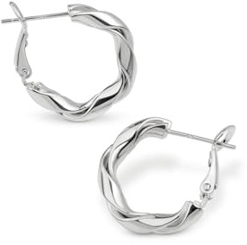 Amberta Trendiga Kraftiga 925 Sterling Silver Post Tvistade Creoler för Kvinnor | Runda Statement-Creoler, Klassisk Gåva, Lättvikt: Rodiumpläterade 20 mm Hypoallergen
