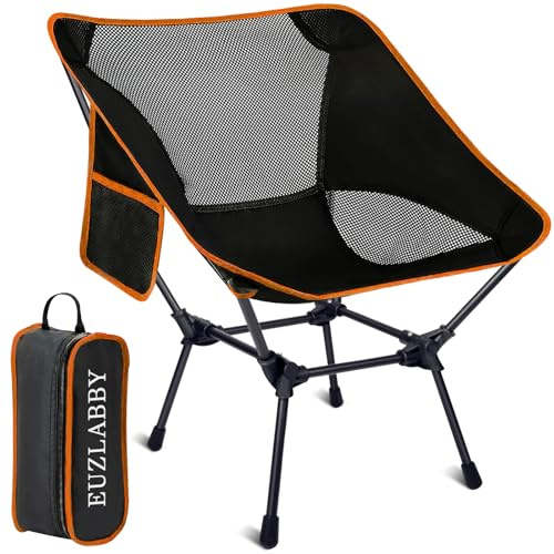 EUZLABBY Silla Plegable Camping,Sillas Playa 120kg Reforzada,Silla Plegable Ultraligera Compacta Portátil con Bolsa de Almacenamiento portátil,Silla de Camping para Jardín,Pesca,Viajes,Senderismo.