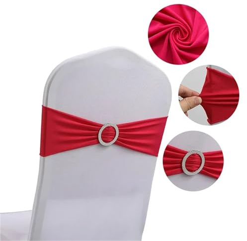 GMVZGQW 20 bandas elásticas de poliéster de poliéster para sillas elásticas lazos con hebilla, deslizador de boda, banquete, decoración de fiesta (rosa)