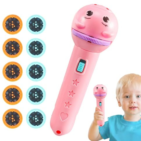 Genérico Lampe de projection pour | Projecteur éducatif avec 80 diapositives de dessins animés | Jouet de lumière pour jeu d'ombres | Lampe de poche pour garçons et filles