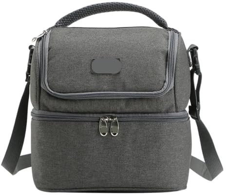 KüHltasche 7L Doppeldecker-Lunchtasche, wärmeisoliert, aus Oxford-Polyester, isolierte Kühltasche, for die Arbeit im Freien, tragbare Picknick-Lunchbox FüR Picknicks(Gray)