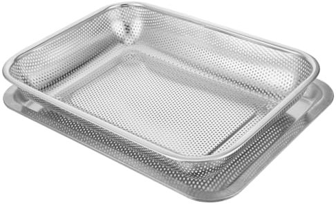 Mobestech Frittierkorb mit Tablett Wiederverwendbar Hitzebeständig für Heißluftfritteuse Kochen Rostenfrei Ergonomisches Design