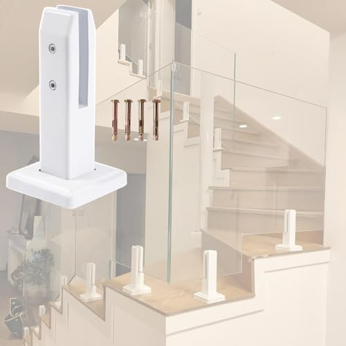 HDYZJQ Stair Glass Railing U Shape Clip, 304 Stainless Steel Square Glass Spigots/Pool Fence Spigot Clamp, Glass Clamps Brackets for Outdoor Indoor(White,15 pcs)