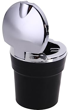 HAPINARY Cendrier Portable De Voiture Smokeless Plastique Ignifuge Avec Led Bleue Support Cylindrique Ajusté Pour Porte-gobelets Design Auto-nettoyant Et Minuteur Noir