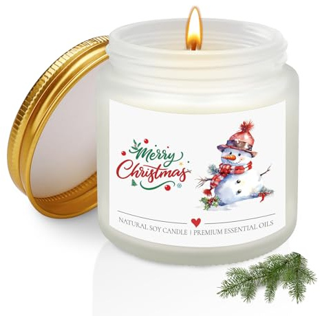 Christmas Scented Candle Gifts for Women, 3.5oz Fir Cedar Tree Scented Christmas Candle, Natural Soy Wax Glass Jar Candles Gifts, Xmas Candles for Men Women Mum Friends Wife