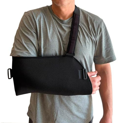 Ortones - Écharpe pour Bras et Épaule avec Sangle AntiRotation - Sling Ajustable - Immobilisateur Bilatéral Taille Universelle – Couleur Noire (Large)