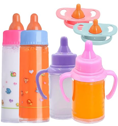 Hitburu Biberon Finti | Set Cura Bambola con Ciuccio | Bottiglia Realistica per Latte e Succo con - Gioco Cura Casa Asilo Scuola Natale Compleanno