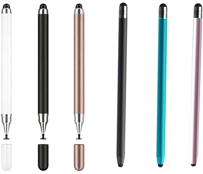 Lot de 6 stylets pour tablette tactile 2 en 1 compatibles avec Samsung/iPad/Android/iOS, stylet en caoutchouc pour tous les écrans tactiles