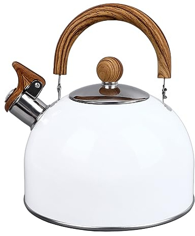 Acouto Bouilloire Sifflante en Acier Inoxydable de 2,5 L, Bouilloire à thé épaisse Antirouille à Fond Plat avec Alerte de Sifflet, Poignée Anti-brûlure et Bec Verseur pour Cuisinières