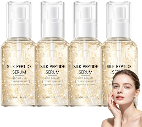 Suero de colágeno profundo con péptidos de seda, suero de péptidos de cobre para el rostro, sueros antiedad coreanos para el rostro con colágeno pépti/dos, sueros faciales hidratantes coreanos. (4PCS)