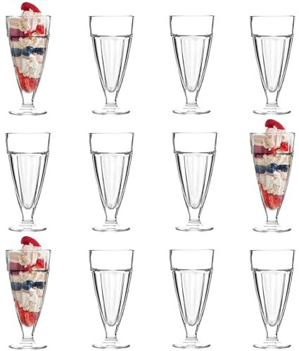 Vajilla argón Knickerbocker Glory Postre Helado Lentes - 350 ml (12,3 oz) caja de regalo conjunto de 12