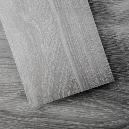 Art3d Lot de 36 Dalle de sol en vinyle à décoller et à coller, planche de bois de 5m², gris clair, surface rigide, revêtement de sol autocollant facile à monter soi-même